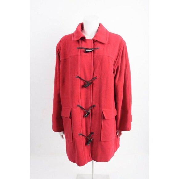 Vintage L.L. Bean Womans Red Toggle Coat Jacket Duffle Wool SLarge Petite PL - Picture 1 of 6